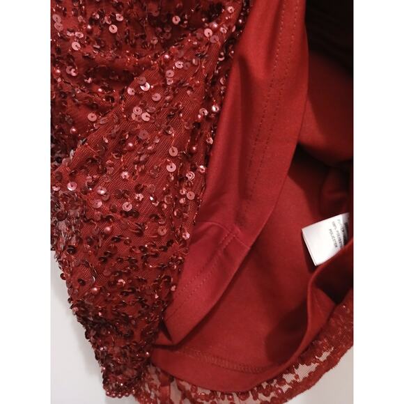 Adriana Papell Beaded Sequin Midi Dress Sz 0 Petite Holiday Christmas New Year's - Picture 9 of 16